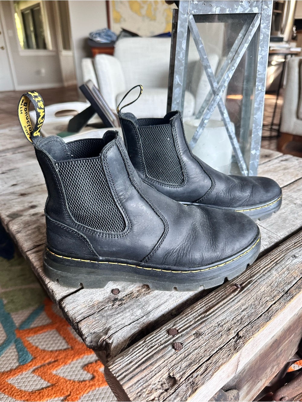 Dr. Martens  Black Chelsea Boots with Yellow Stitching. Guc. Size 8